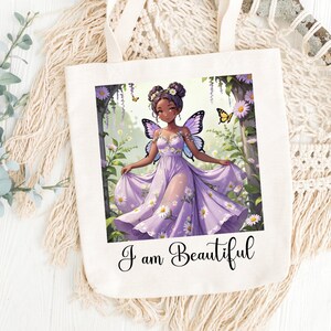 Beautiful Fairy Cotton Tote Bag With Fairy Design Reusable Tote Bag Unique Fairy Tote for Gifts for Women Tote Fairy Princess Bag