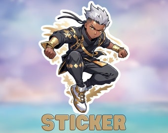 Aimant anime ninja doré, décalcomanie en vinyle