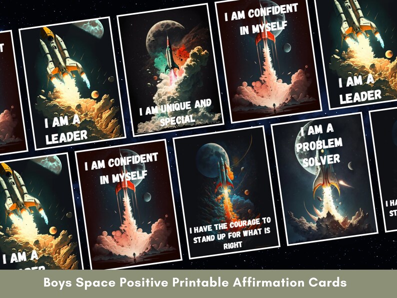 Space Affirmation Cards for Boys: Positive Mantras (downloadable) - Etsy