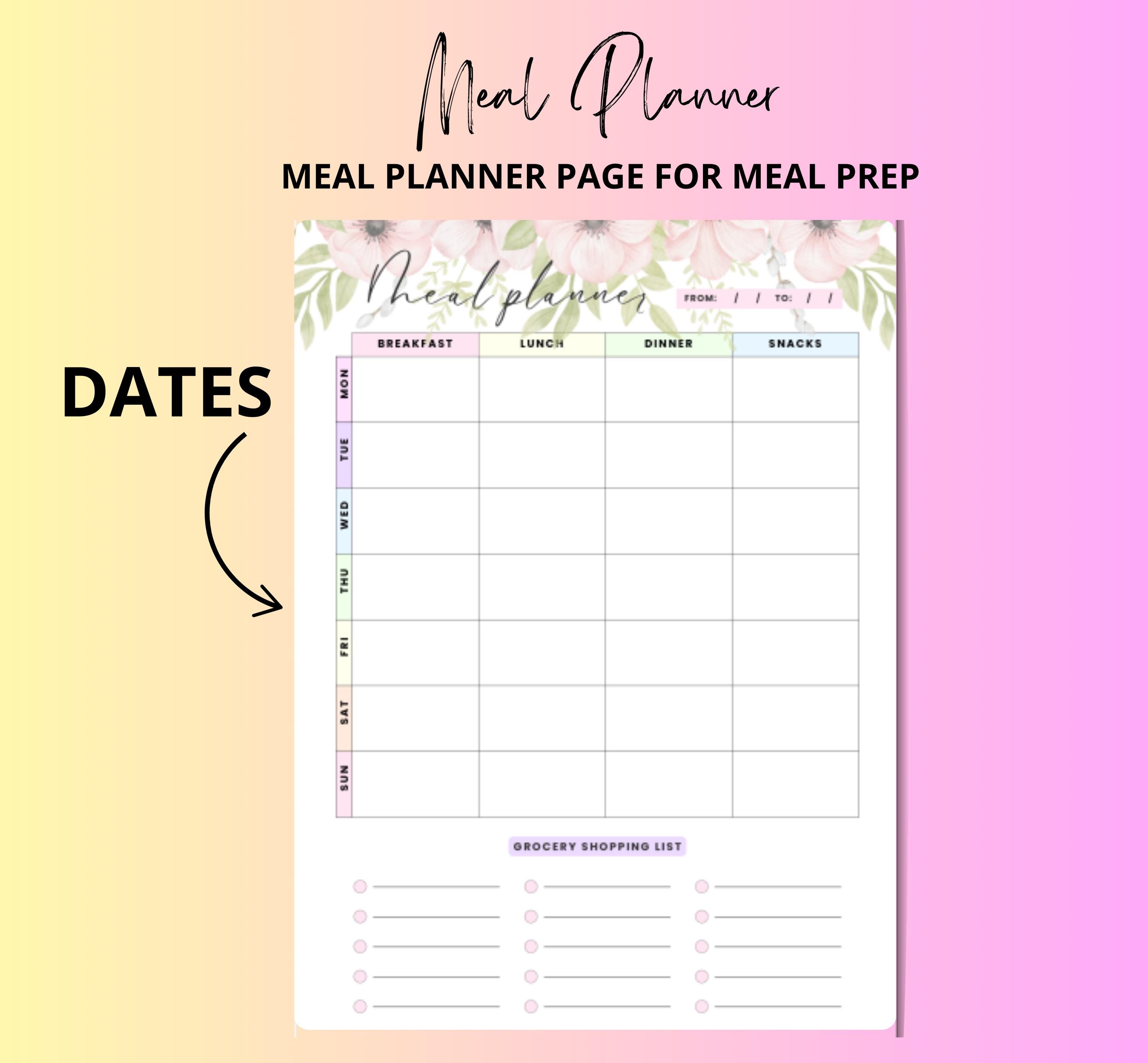 Weekly Meal Planner Printable Template Ediable Meal Planning PDF for ...