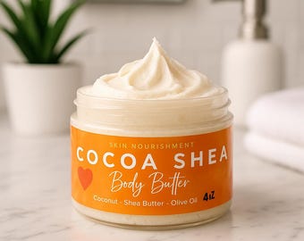 Manteca corporal de cacao y karité: crema natural para la piel hecha a mano (113 g)