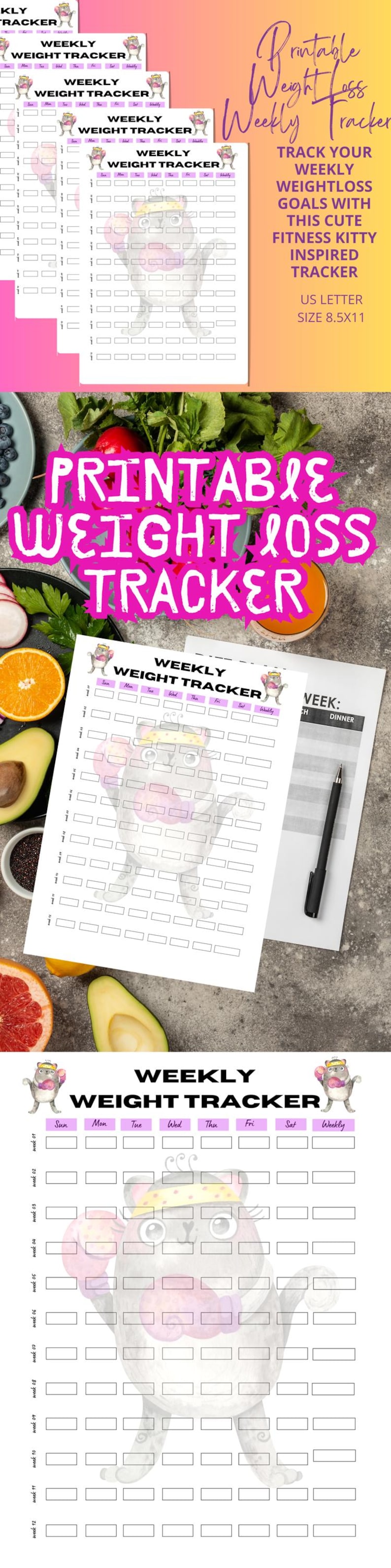 Printable Fitness Tracker PDF Daily Workout Log Exercise Planner Gym