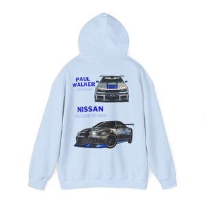 Vintage Retro Hoodie Damen Herren Paul Walker einzigartiges Kunst Motiv Unisex Heavy Blend Geschenk Geburtstag Weinachten Ostern Halloween Light Blue