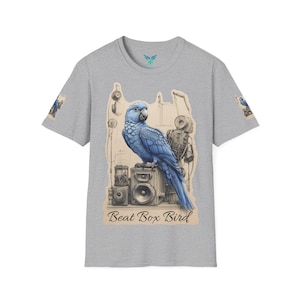 T-shirt donna uomo vintage retrò Beat Box uccello unico motivo artistico design unisex softstyle regalo compleanno Natale Pasqua