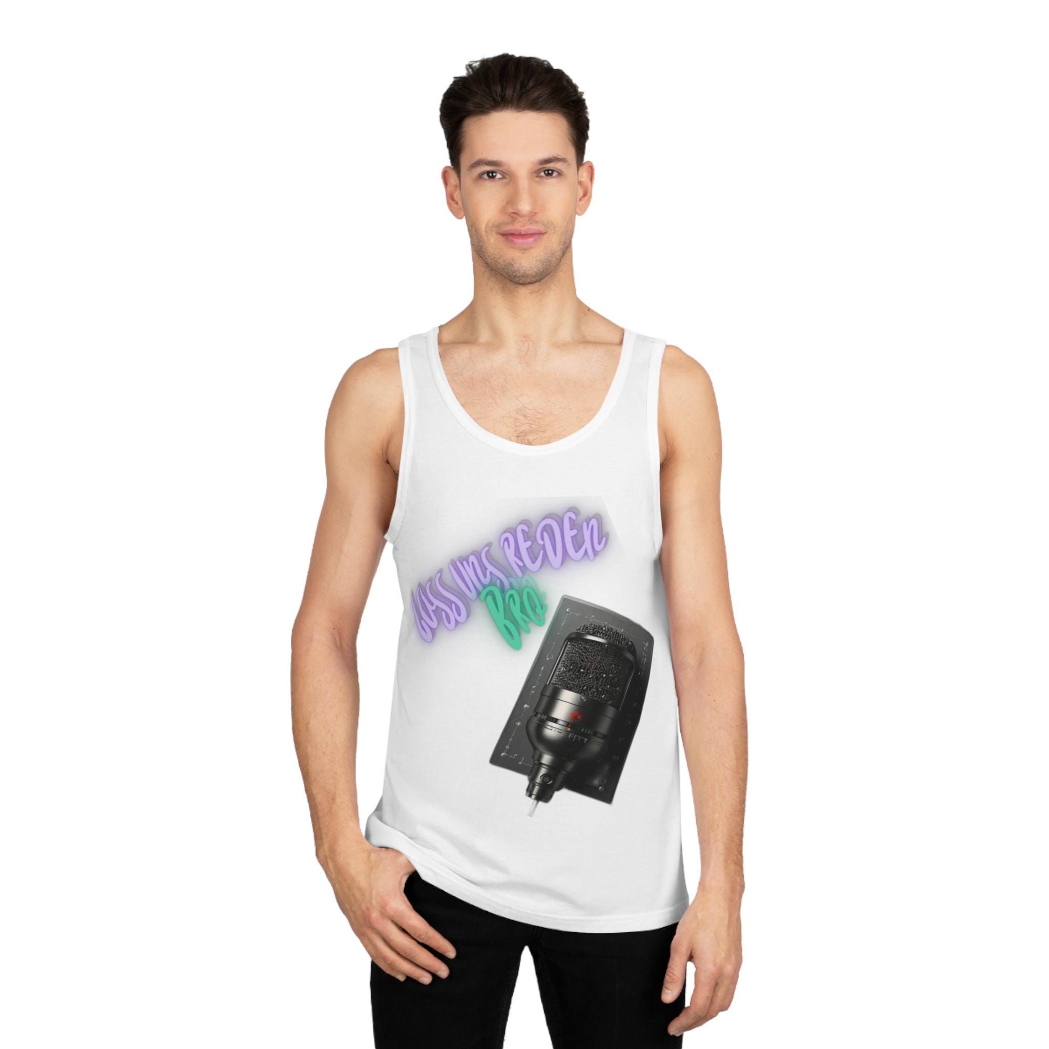 Vintage Retro Tank Top for Men Microphone Style Unique Art Motif