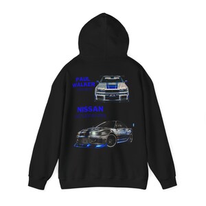 Vintage Retro Hoodie Damen Herren Paul Walker einzigartiges Kunst Motiv Unisex Heavy Blend Geschenk Geburtstag Weinachten Ostern Halloween Black