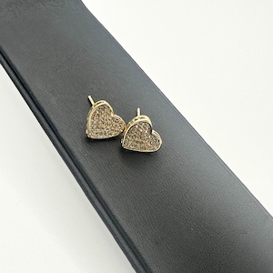 14kt Yellow Gold Filled Vintage Heart Love Micro Pave Set White Sapphire Stones 1.12Ct. TCW 0.25x0.25inches