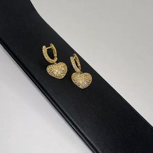 14kt Yellow Gold Filled Vintage “Heart On Fire” 0.8 In 1.29Ct TCW. Drop Earrings