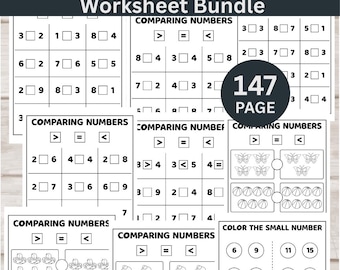 147 Printable Addition & Subtraction Worksheet Bundle | Missing Numbers | Counting | Preschool Activities | 1st Grade and Kindergarten Math