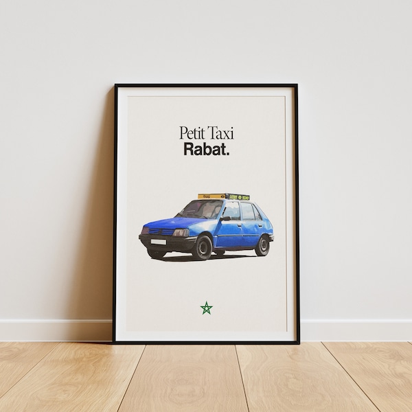 Moroccan Taxi, Blue, Rabat Poster, Digital Download Prints, Bedroom, Studio Poster, Collection, Gift, Room Decor, Trendy Wall Art