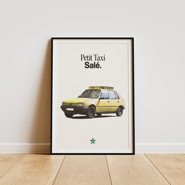 Moroccan Taxi, Yellow, Salé Poster, Digital Download Prints, Bedroom, Studio Poster, Collection, Gift, Room Decor, Trendy Wall Art