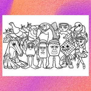 Brainrot Animals Coloring Page 1 PNG and 1 PDF A4 Size for Personal use only