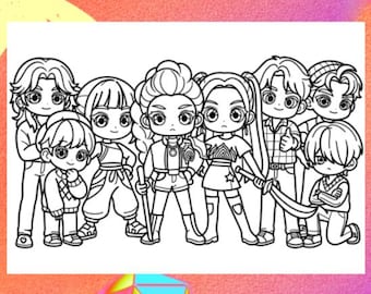 KPop Coloring Page, A4 Printable (Digital Download)