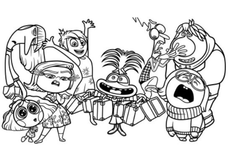 Inside Out 2 Coloring Pages 2 ZIP 4 PNG and 4 PDF A4 Size for Personal
