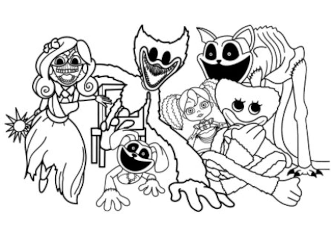 Poppy Playtime 3 Coloring Page 1 PNG and 1 PDF A4 Size for Personal Use