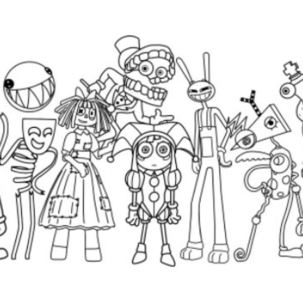 The Amazing Digital Circus Coloring Page PNG and PDF A4 Size for Personal use only