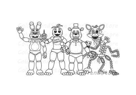 Toy Animatronics Five Nights at Freddy's FNAF Coloring Page 1 PNG and 1 ...