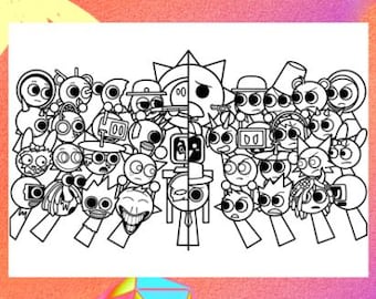 Sprunki Coloring Page 1 PNG and 1 PDF A4 Size / Digital Download