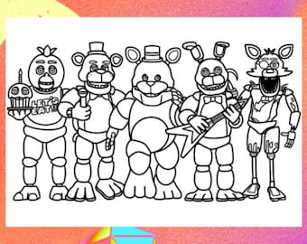 Five Nights Coloring Page 1 PNG and 1 PDF A4 Size / Digital Download