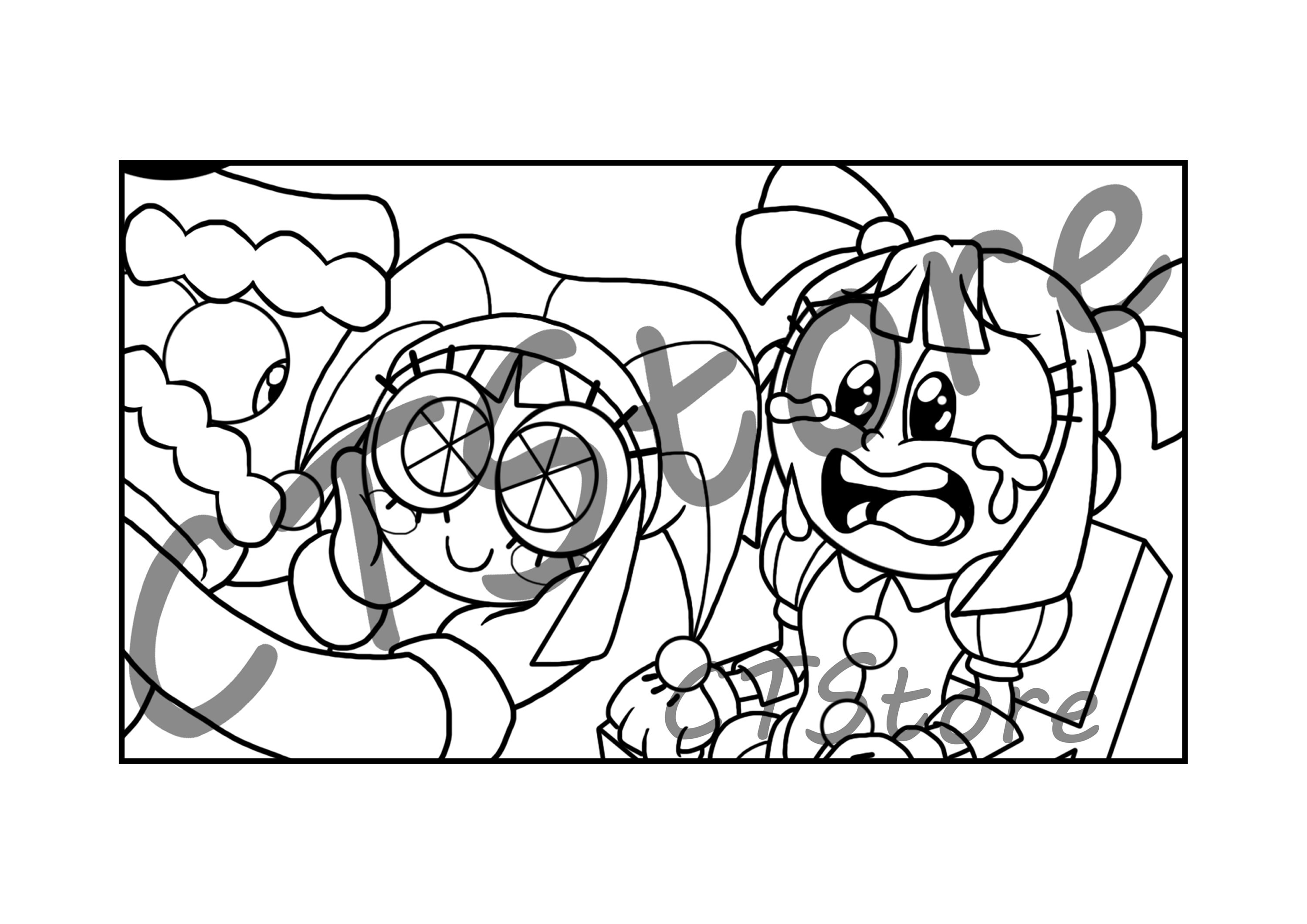 The Amazing Digital Circus Coloring Page PNG and PDF A4 Size for