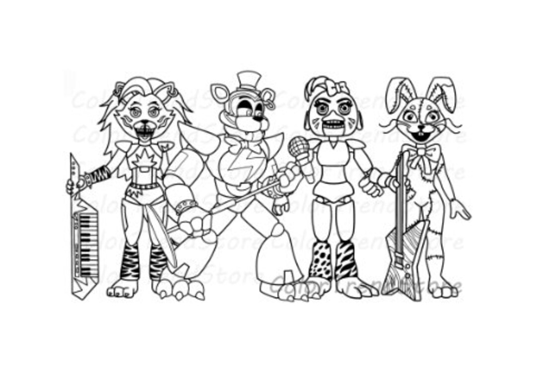 Five Nights at Freddy's FNAF Security Breach Coloring Page PNG and PDF