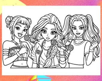 Demon Hunters Fan Art Coloring Page, A4 Printable (Digital Download)