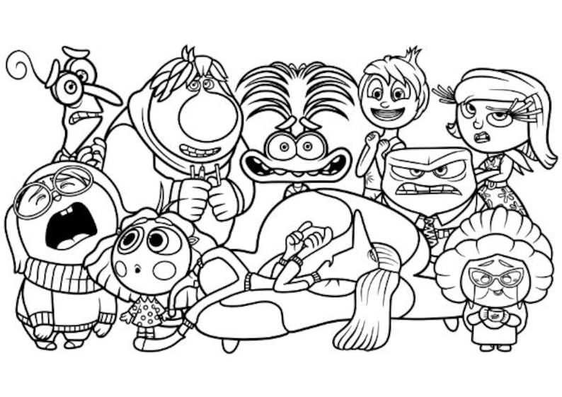 Inside Out 2 Coloring Pages 2 ZIP 4 PNG and 4 PDF A4 Size for Personal