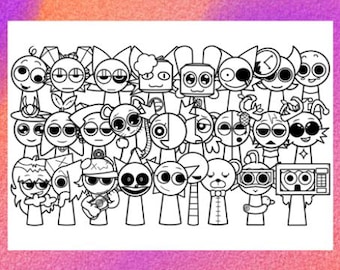 Página para colorear de Sprunki OC Retake Pyramixed (1 PNG y 1 PDF, tamaño A4) / Descarga digital