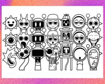 Sprunki Coloring Page 1 PNG and 1 PDF A4 Size for Personal use only