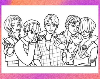 K-Pop Fan-Art Coloring Page, 1 PNG and 1 PDF A4 Size, Printable / Digital Download