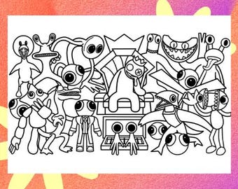 Rainbow Friends Coloring Page 1 PNG and 1 PDF A4 Size / Digital Download