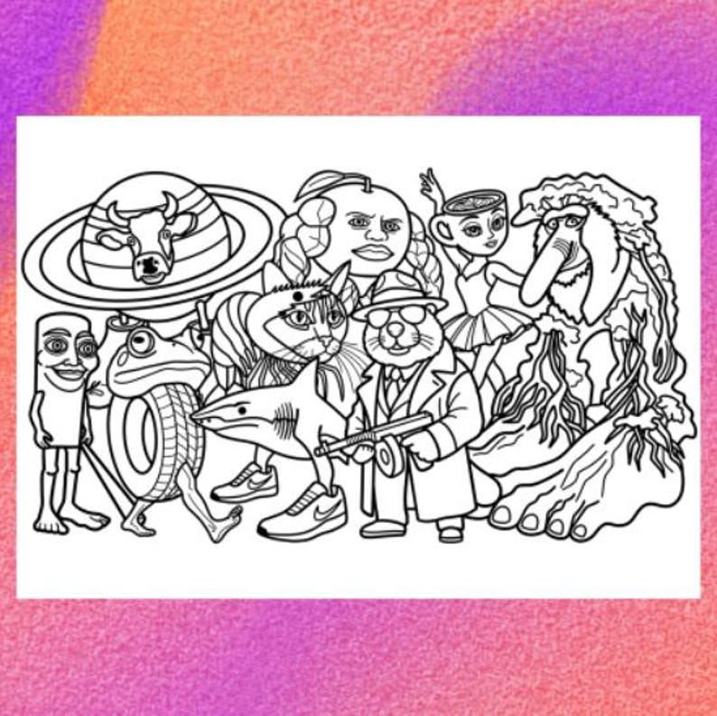 Brainrot Coloring Page 1 PNG & 1 PDF A4 Size