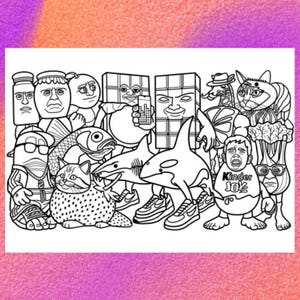 Italian Brainrot Animals Coloring Page 1 PNG and 1 PDF A4 Size Digital Download
