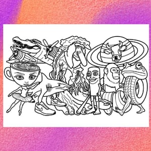 Italian Brainrot Animals Coloring Page 1 PNG and 1 PDF A4 Size for Personal use only