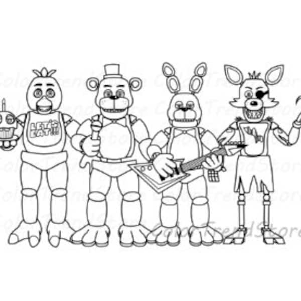 Five Nights at Freddy's FNAF Coloring Page PNG and PDF A4 Size for Personal use only