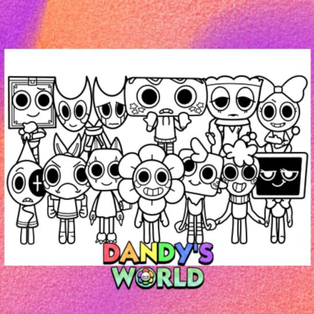 Dandy's World Coloring Page 1 PNG and 1 PDF A4 Size for Personal Use