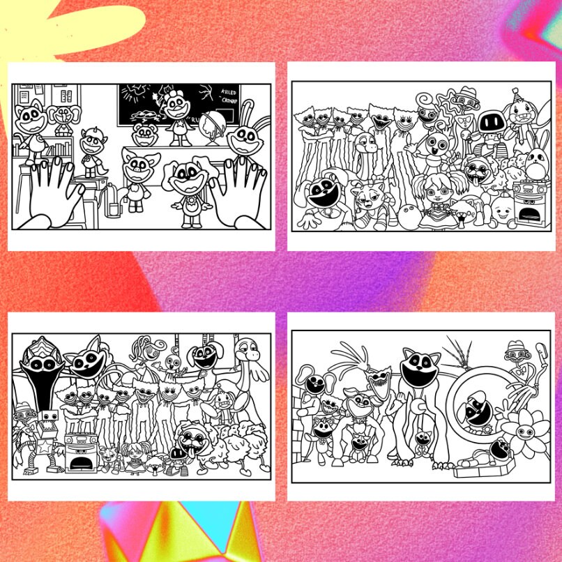 Poppy Playtime 3 Coloring Pages 2 ZIP 4 PNG and 4 PDF A4 Size. - Etsy