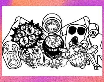 ドアの塗り絵ページ 1 PNG と 1 PDF A4 サイズ / デジタルダウンロード