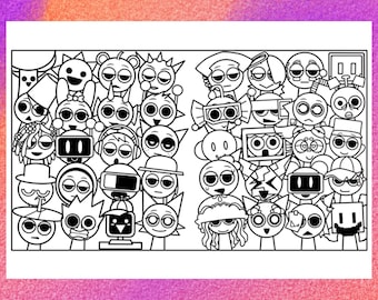 Sprunki Coloring Page 1 PNG and 1 PDF A4 Size / Digital Download