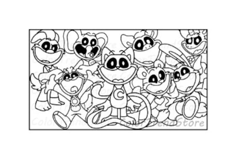 Smiling Critters Coloring Page PNG and PDF A4 Size. the Background is ...
