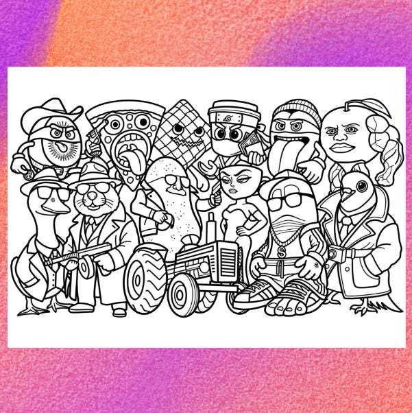 ブレインロット動物ぬりえ1ページPNGと1PDF A4サイズ/デジタル