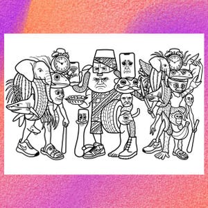 Italian Brainrot Animals Coloring Page 1 PNG and 1 PDF A4 Size for Personal use only