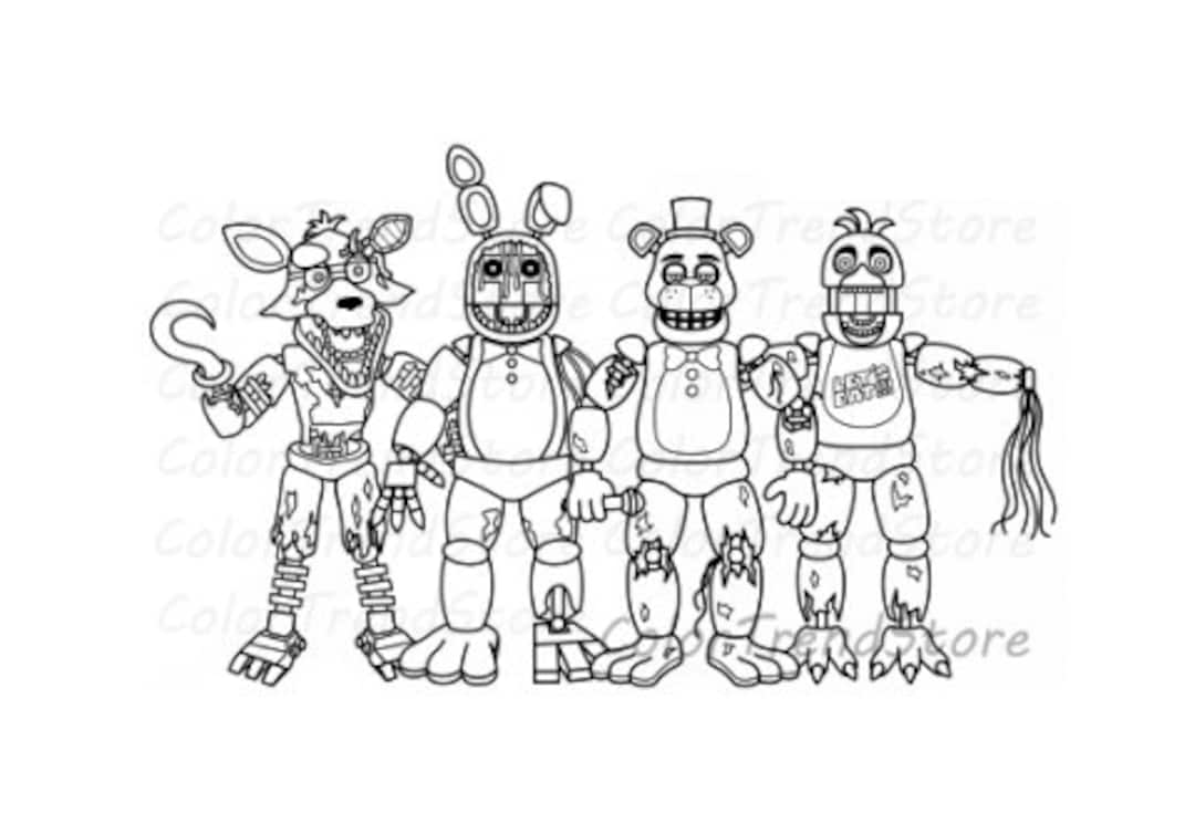Five Nights at Freddy's FNAF Coloring Page 1 PNG e 1 PDF Tamanho A4 ...