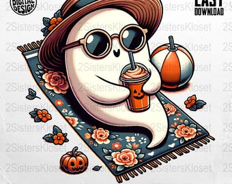 Summer Ghost PNG: Beach Halloween Clipart (Digital Download)