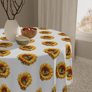 Boho Floral Tablecloth, Sunflower Square Table Cover, Home Decor, Kitchen Linens, Outdoor Dining Accessories, Baby Shower, Bridal Shower