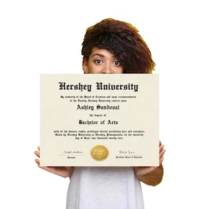 College Diploma with Gold Seal, Printable Customized Diploma Replica Template, Editable Graduation Certificate Download File