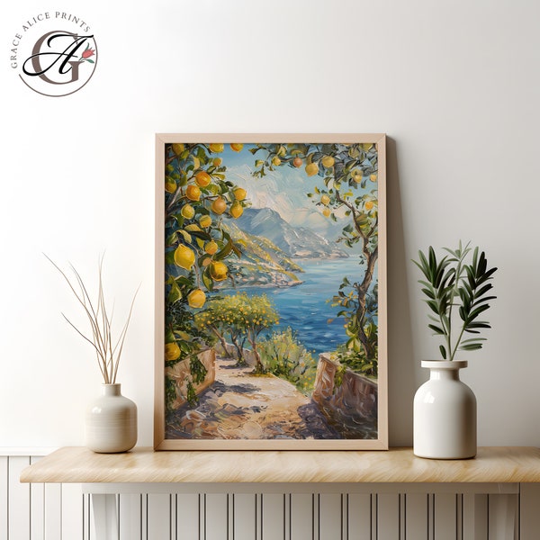 Monet Impressionist Lemon Trees Seaside Print, Claude Monet, Monet Print, Monet Digital Download, Modern Art Print, Coastal Home Decor Print