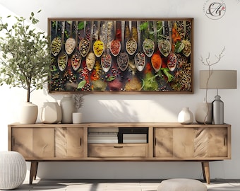 Frame TV Spices in Spoons Art: Vibrant Kitchen Decor (Digital Download)