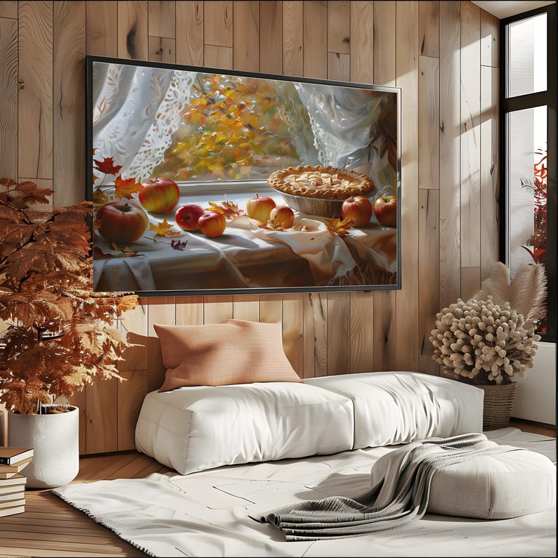 Frame TV Apple Pie Fall Artwork, Autumn Art for Frame TV, America TV