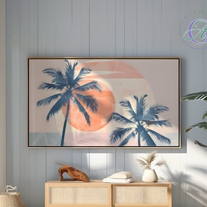 Frame TV Abstract Pastel Sunset Palm Trees Art, Tropical Palm Art, Summer Beach TV Digital Download, Sunset Summer Art, Sunrise Beach TV Art